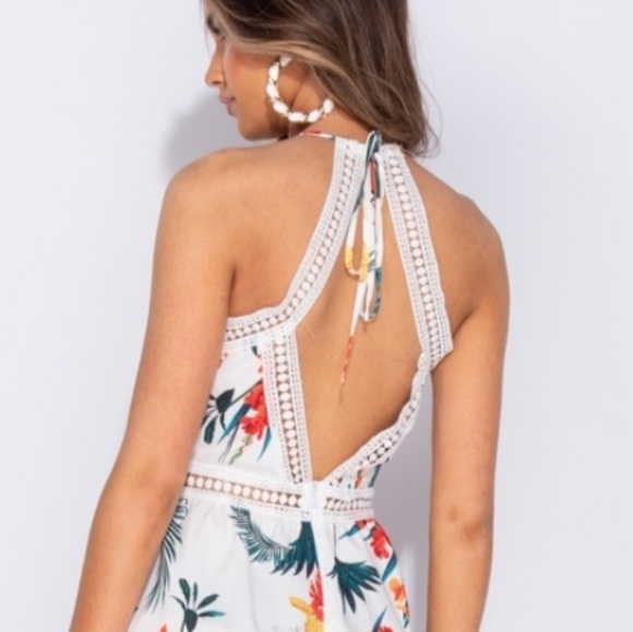 *1 LEFT *Embroidered Faux Wrap Floral Halter Maxi - Picture 3 of 6